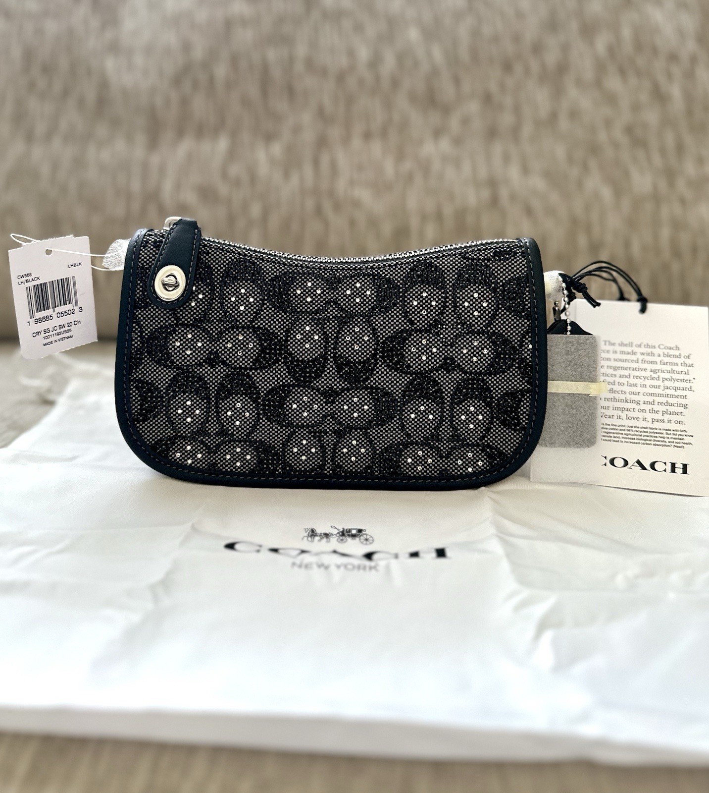 Coach Swinger 20 Bag With Chain Crystal Signature Jacquard CW568 NWT FAST SHIP!