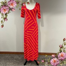 Vibrant geometric Striped print casual short sleeve Dress size medium