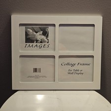 Collage Picture Frame White with 4 - 4"x6" Openings Wall Hanging or Stand