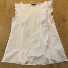 Banana Republic White Ruffled Sleeveless Top Lightweight LARGE