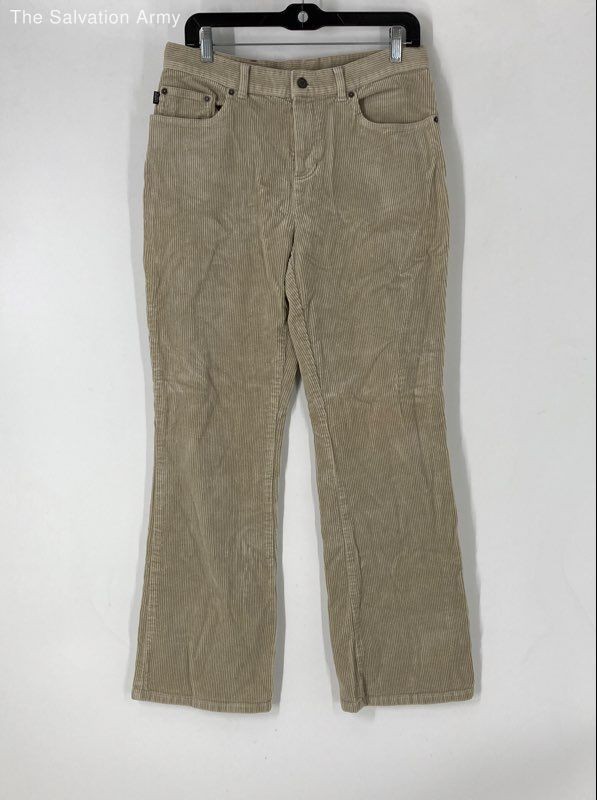 Lauren Ralph Lauren Womens Beige Corduroy Flat Front Dress Pants Size 10