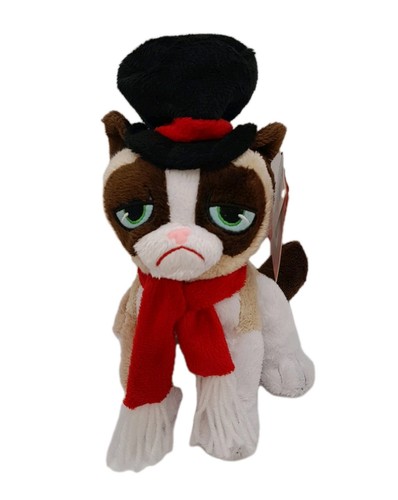 GRUMPY CAT Scrooge Plush 7" Stuffed Animal Hat Scarf Christmas NWT - 第 1/9 張圖片