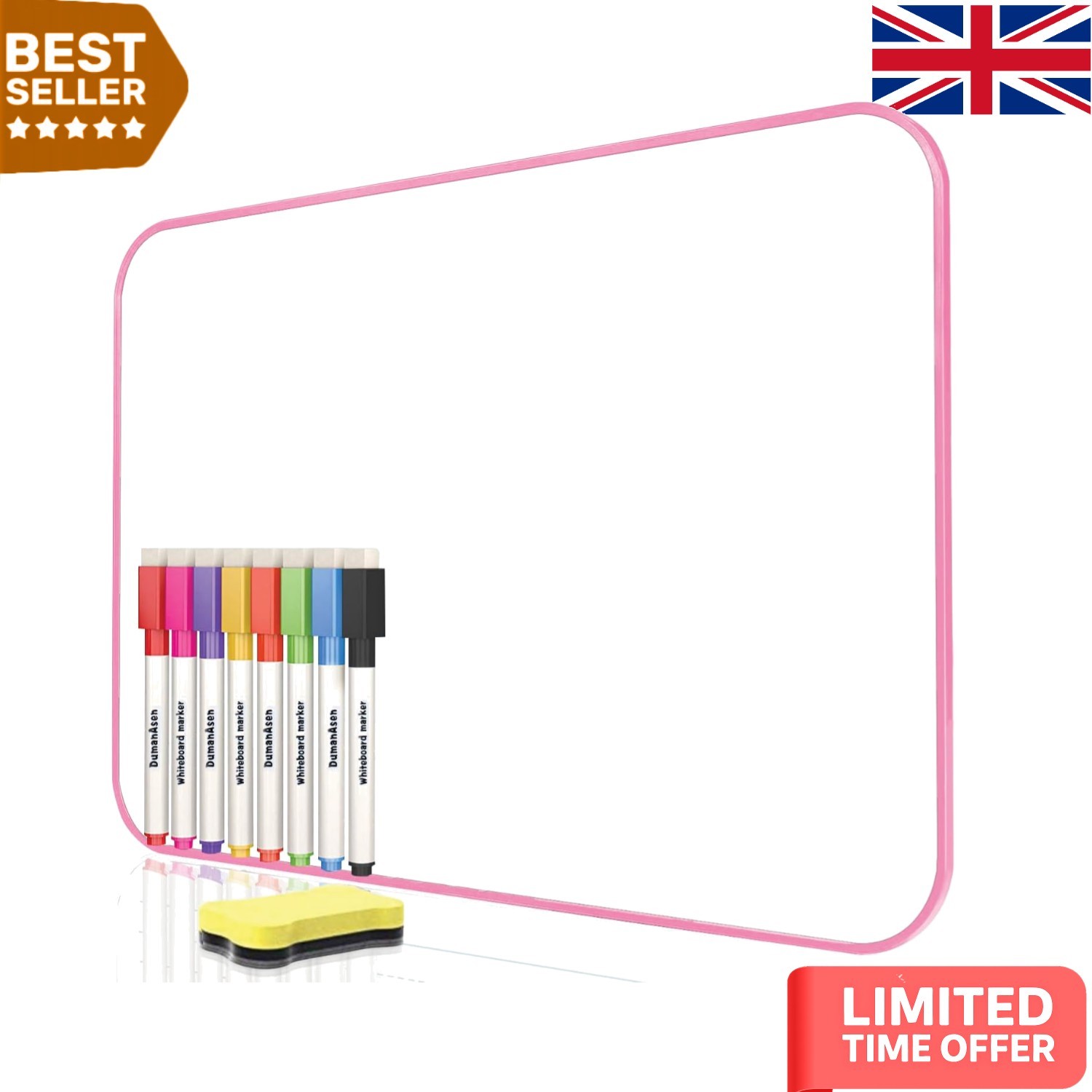 Double-Sided Magnetic Dry Erase Whiteboard for Office & Remote Learning - Pin...