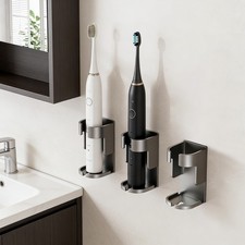 3 pcs Adhesive Electric Toothbrush Organizer, Wall Mounted Tooth Brushing Holder