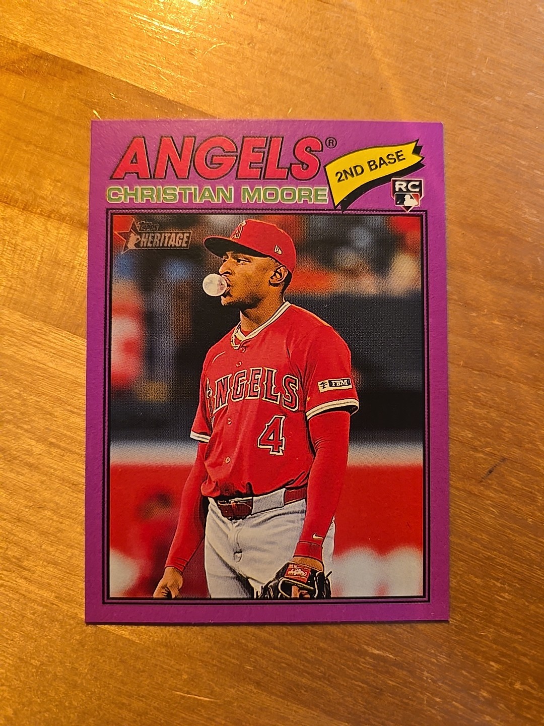2026 Topps Heritage Christian Moore Light Purple Parallel Rookie Card No. 249