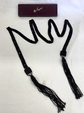 Antique Sash Belt Necklace Jet Black Glass Beads 20s 30s Flapper Girl