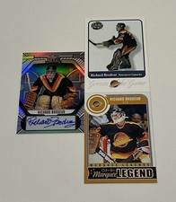 Richard Brodeur Canucks Leaf Metal Signed # 4/ 10! Fleer Greats/OPC (3) Card Lot