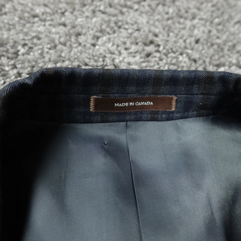 Peter Millar Blazer Mens 42R Gray Check Wool Unstructured Jacket Sport Coat - Image 4 of 4