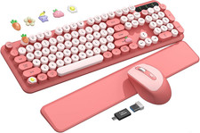 Wireless Keyboard and Mouse Combo, Typewriter Keyboard with Detachable Wrist Res