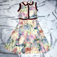 USED GUCCI FLORA PRINT PLEATED DRESS, SHERRY LINE, SIZE MIDI LENGTH ACCEPTABLE