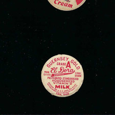 RAREEL DORA FARMS LIMA OHIO O OH GUERNSEY GOLD MILK BOTTLE CAP - PHONE CA 5-0716