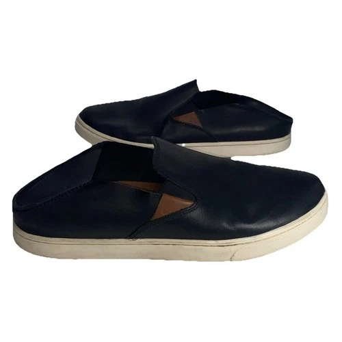 Olukai Shoes Women's 9.5 US Nohea Nubuck Black Leather Slip On Loafers Comfort