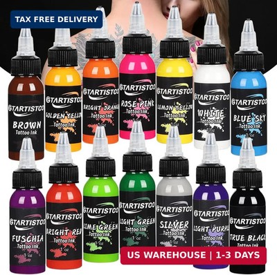 Professional Tattoo Ink Set 14 Colors 1OZ (30ml) Vegan-Friendly Pigment Tattoo I