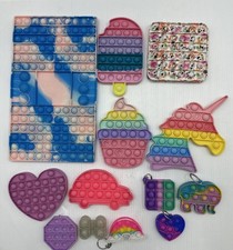 Figet Toys Assorted  Multicolored Pop It Fidget Stress Relief Toys Lot Of 13