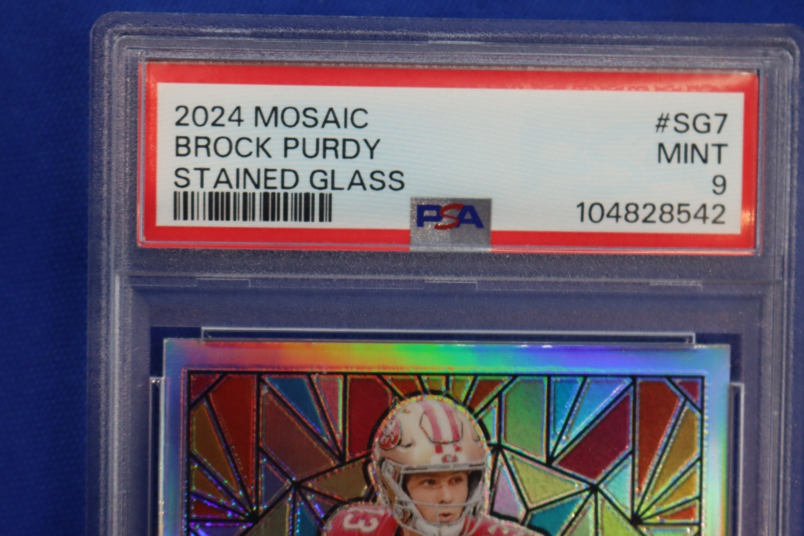 2024 Panini Mosaic Prizm BROCK PURDY Stained Glass Card #SG7 PSA MINT 9 49ERS QB view 3