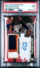 2021 TOPPS INCEPTION AUTO PATCH RED #CJ CRISTIAN JAVIER 25/25 PSA 9 AUTO