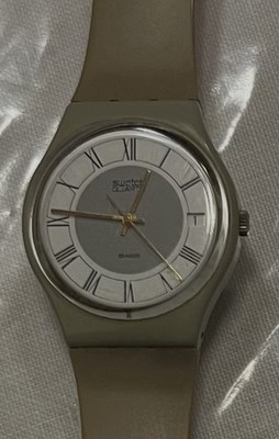 1985 Ladies SWATCH Watch Grey Flannel LM104 Original RARE Vintage Grey
