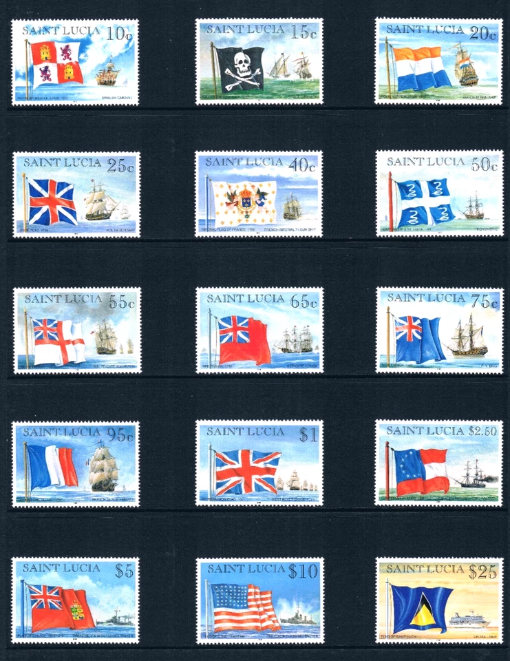 $41,60 Scott значение - 1996 ST LUCIA флаги корабли окончательный дефицитный CV MNH NH UMM - Изображение 3 из 4