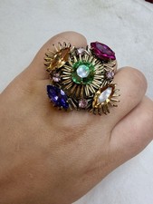 Anton Heunis Statement Ring Multicolor Crystal Adjustable Cocktail Designer Ring