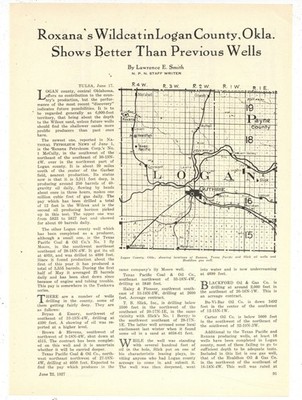 1927 Story & Map F&B of PG: Roxana Oil Co.  Logan Co. Oklahoma, Guthrie Well Map