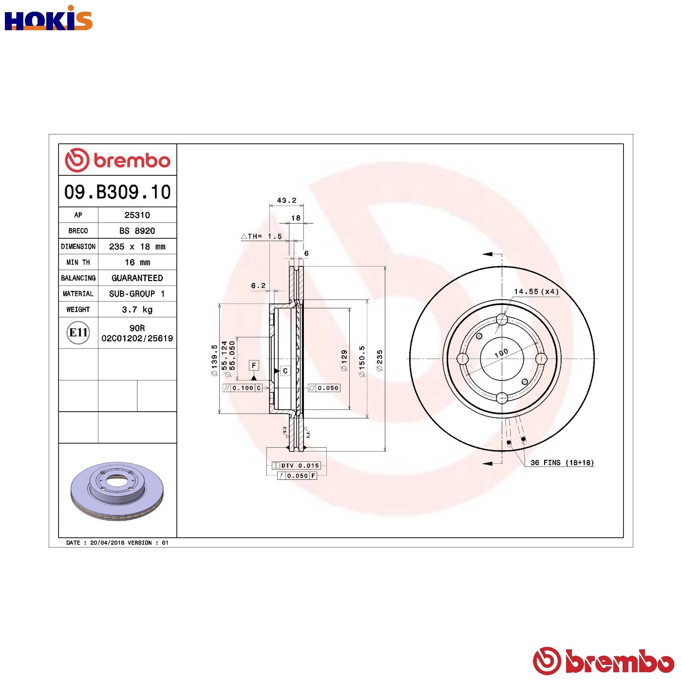 Fits BREMBO 09.B309.10 Brake Disc ⭐UK Stock⭐ - Image 14