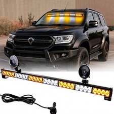 35 28w Led Traffic Advisor Strobe Light Bar Emergency Amber White Suction Cup