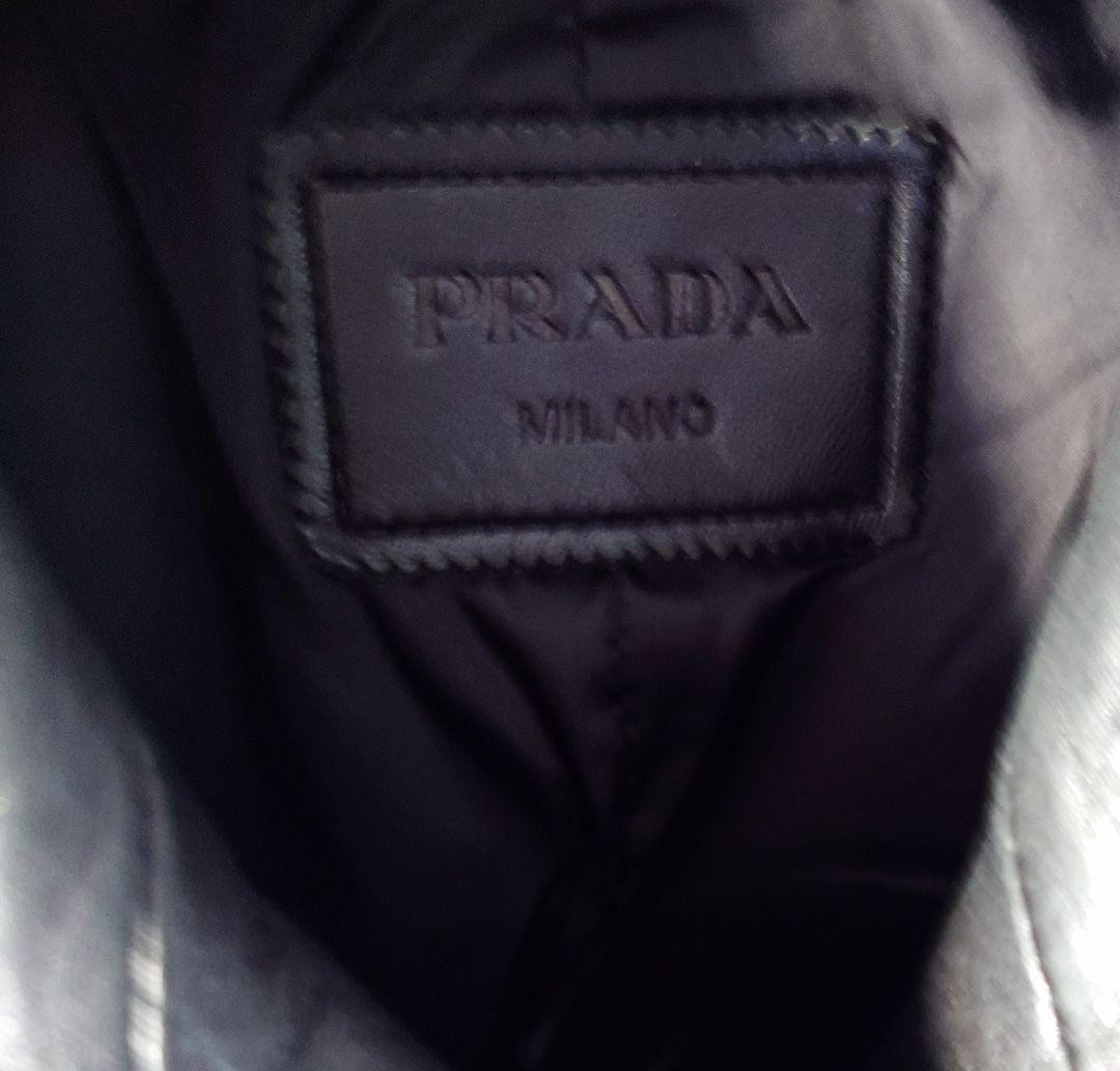 USED PRADA LAMBSKIN LEATHER RIDER JACKET, RARE, BLACK, GENUINE LEATHER, SIZE 3 image 4