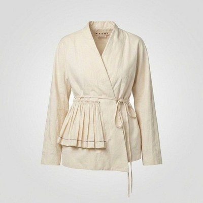 Marni Cotton Linen Drill Wrap Jacket Pearl Size IT 38 US 2 NEW NWT