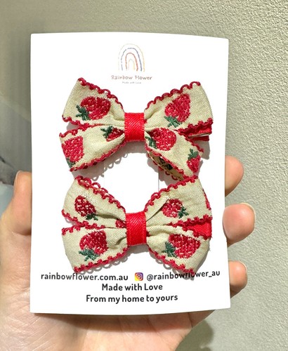 Strawberry Baby toddler Bow hair clip, red cute girl snap clip party day care - Picture 15 of 15