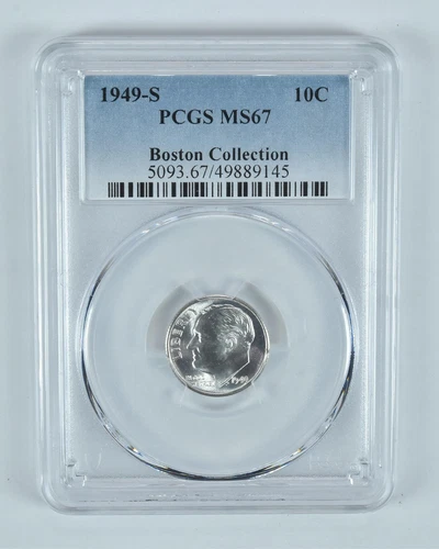 1949-S Roosevelt Dime Boston Collection MS67 PCGS