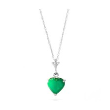 Galaxy Gold GG 14k Solid White Gold Necklace with Natural 1.20ct Emerald Hear...