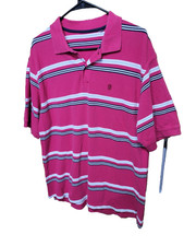 Izod Pink stripe polo shirt Short Sleeve Men's Large