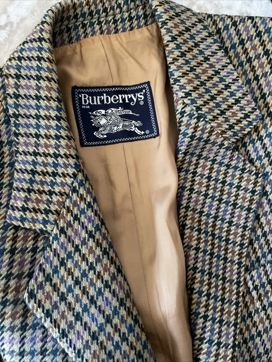 Chaqueta a cuadros Burberry pata de gallo de cachemir y lana talla M. De colección mediados de siglo
