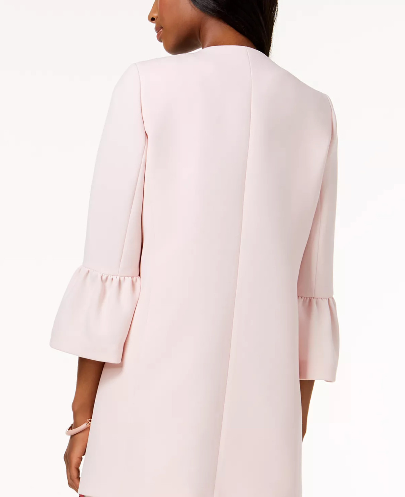 Nine West 3/4 Bell Sleeve Babydoll Longline Coat Jacket Light Pink y2k 6 S New