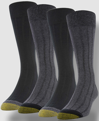 Gold Toe Men's 4-Pack Casual Rib Crew Socks, Created for Macy's - Grey