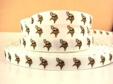  3/8 INCH Vikings GROSGRAIN RIBBON Hair Bow Supplies Minnesota Football 1008809