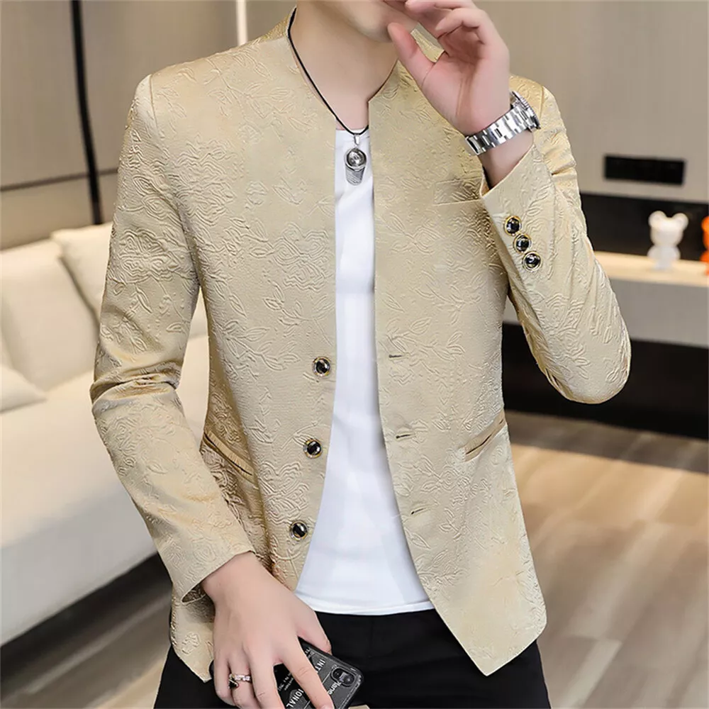 Men Formal Work Blazer Jacket Business Casual Button Slim Fit Suit Coat Tops