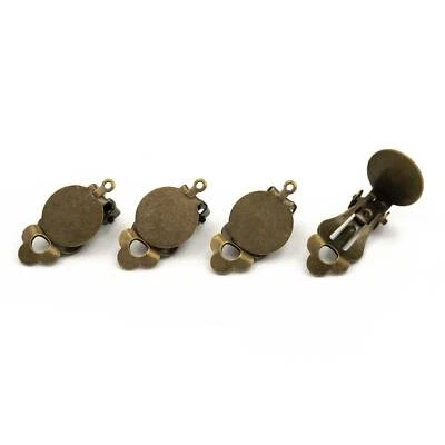 VINTAGEPARTS FACHHANDEL FÜR SCHMUCKZUBEHÖR Orecchini clip fai da te con pad adesivo 12mm e sospensione in bronzo antico 4 pezzi