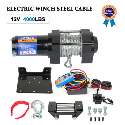 Electric Winch Tow Towing Truck 4.8mm * 15m Steel Cable 4000LBS