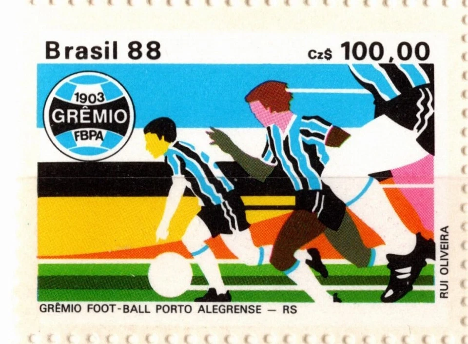 BRAZIL 1988 FAMOUS SOCCER CLUBS FLUMINENSE,do Recife,Coritiba,Grêmio 4 STAMP MNH - Image 4 of 4