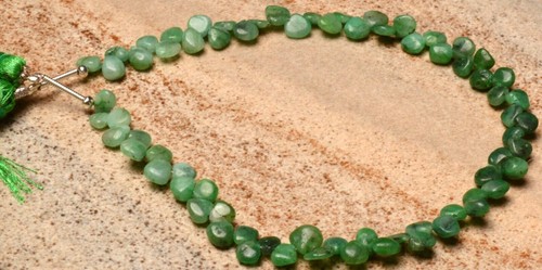 Natural Emerald Heart Shape 4.5 mm Size Heart Beads 9" Strand - Picture 5 of 5