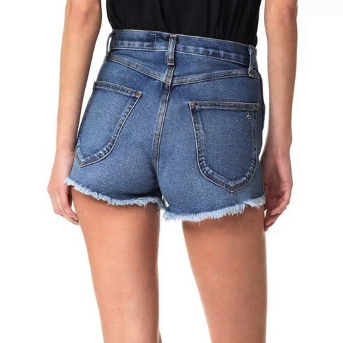 rag & bone /JEAN Lou Bluehill Blue Button Fly Cut Off Denim Shorts Women's 25 - Picture 2 of 12