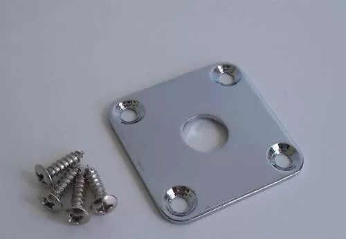 GIBSON Style CHROME FLAT Square JACK PLATE With Mounting Screws LP Pure ~ WOW ~