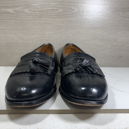 Hombres Allen Edmonds Bridgeton Cuero Mocasines Zapatos de Vestir 12D Negro Keltie Borla - Imagen 2 de 12