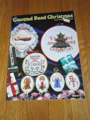 Christmas Cross Stitch Counted Bead Patterns Angel Bell Tree Snowflake Santa