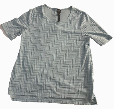 Traveler s Collection By Chico s Elegant Women Blouse Light Blue Gray Size 3 NEW
