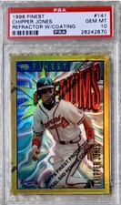 1996 TOPPS FINEST PHENOMS REFRACTOR CHIPPER JONES RC PSA 10 HOF LOW POP