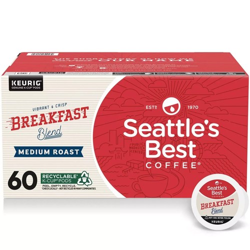 Seattle's Best Coffee Breakfast Blend Medium Roast K-Cup Pods 60 Count