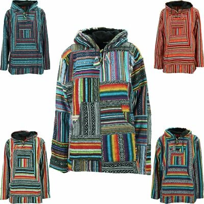 BAJA HOODIE BRUSHED COTTON GHERI JUMPER HIPPIE FESTIVAL JERGA TOP