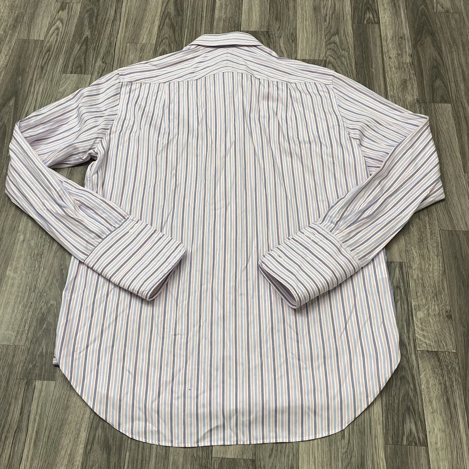 Camisa de vestir MARKS & SPENCER abotonada elástica azul/rosa para hombre talla 16/41 Foto 3 de 4